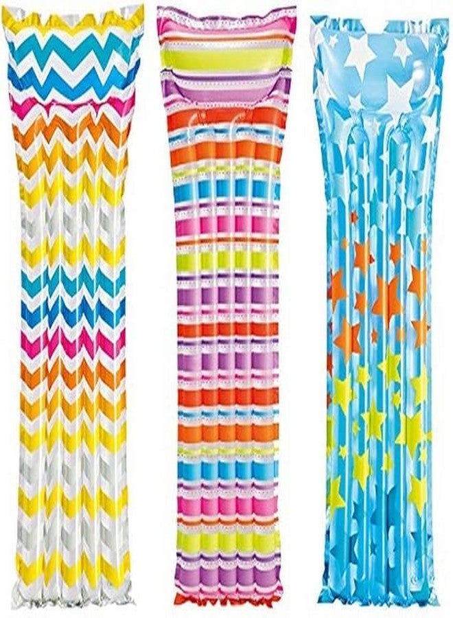 KidsZeeNie®Inflatable Floating Lounger with Headrest for Adult | Air Bed Blow Up Pool Party Rider for Water Games, Slides, Outdoor Summer Fun (Kids Age 6+) (Fiesta Mats) - Image 1